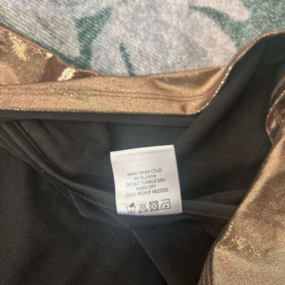 Camila Coelho Melany Halter Midi Dress XS Bronze Gold Lame Ruched Bodycon Shiny - Picture 8 of 16